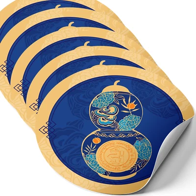 FUNGIFTCORNER Healing Herbs and Longevity Amulet Feng Shui Sticker with Wu Lou, 5Pcs, 4.3"