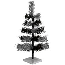 Silver and Black Mixed Tinsel Christmas Tree Stand Included, Centerpiece Display