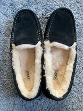 UGG Ansley Black Suede Fur Slippers Womens Size 10 - worn only once