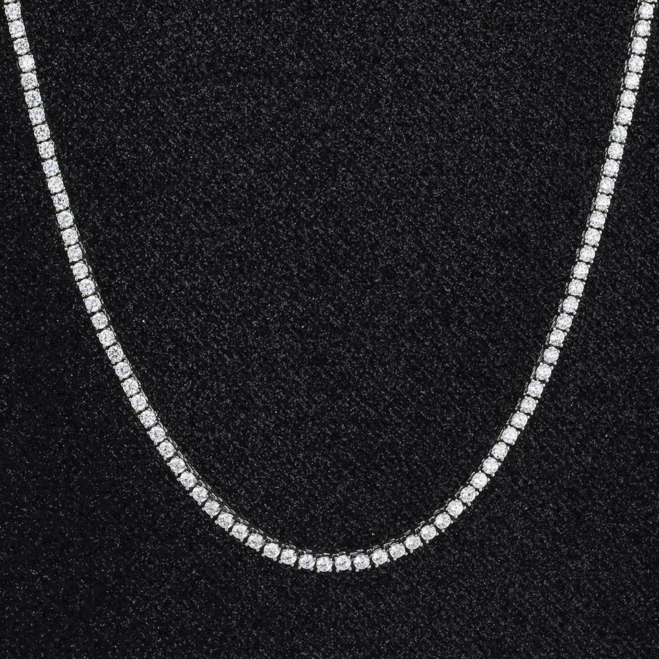 3MM 22Ct Simulated D/VVS1 Diamond Tennis Necklace Chain 14k White Gold Over 20In - Image 2 of 3