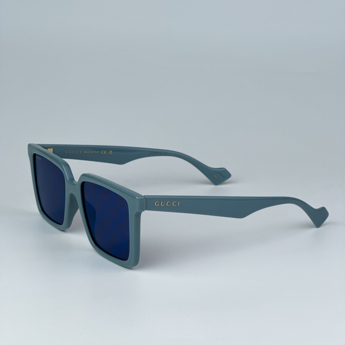 Gucci GG1540S 003 Light Blue Violet Logo Mirrored Men Square