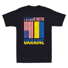 I Stand With Ukraine Ukrainian American USA Flag Vintage Men's T-Shirt