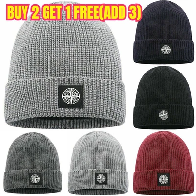 Stone Island Warm Cuffed Cap Knit Stretch Beanie Winter Hat Men Women Gift NEW