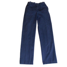 Lands End Boys Cotton Chino Pants Size 18 S Navy Blue School Uniform Academia