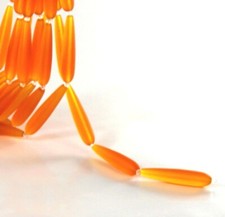 Tear Drop Beads, 38mm, Saffron Yellow w/Frosted Matte Sea Glass Finish, 5 Pcs