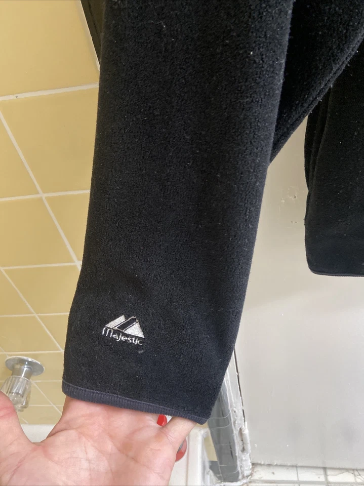 Majestic Fleece Pullover 1/4 Zip Mens M Black Authentic Therma Base Tech - Image 2 of 4