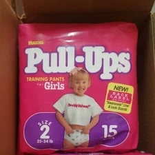 Vintage Huggies Pull Ups  Training Pants For Girls SZ 2 25 - 34 Lbs 15ct