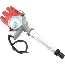 HEI Distributor, Female Cap, Red, fits Small Block Chevy