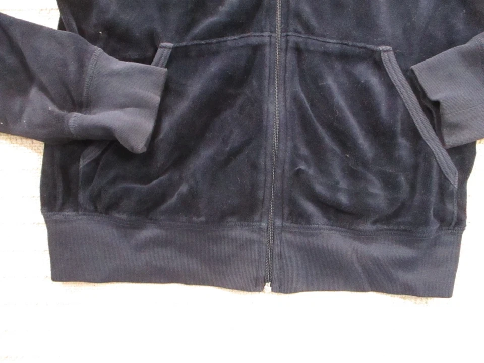 Y2K Juicy Couture женская куртка средний синий бархат молнии карманы с капюшоном хлопок - Изображение 4 из 4