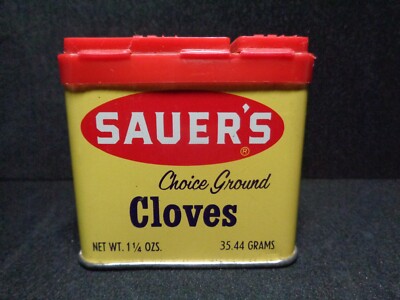 Sauer's choice ground cloves vintage Tin Container  1.25 oz empty