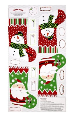 Christmas Wish Snoman Stocking Project Cotton Fabric Studio E 24''X44'' Panel