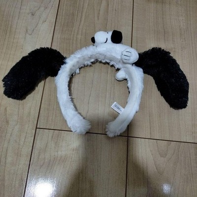 USJ Snoopy Headband with Plush Bonus, White/Black, Ears Change Shape