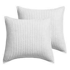 Mills Waffle Bright White Euro Sham Set - Two Euro Shams - Levtex Home