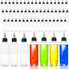 60 Pack 4oz Plastic Squeeze Bottles Clear Dispensing Bottles with Twist Caps