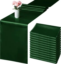 12 Pack Satin Table Runner 12 X 108 Inch Forest Green Long Wedding Satin Silk Ta