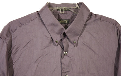 Arrow Mens Dress Shirt XXL 18 36/37 Purple Button Down Long Sleeve Pique