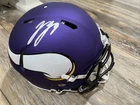 JJ McCarthy Autographed Full Size Authentic Minnesota Vikings Helmet. Gold Bag