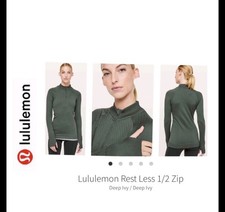 Lululemon 1/2 Zip Restless Pullover Long Sleeve Size 12 Green