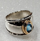 James Avery Christina Ring with Blue Topaz in Sterling Silver & 18k Gold Sz 6 — photo 2