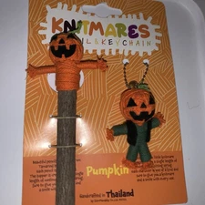 Set Of 2 Knitmares PUMPKIN Jack-O-Lantern Pencil Bell Keychain Spooky Halloween