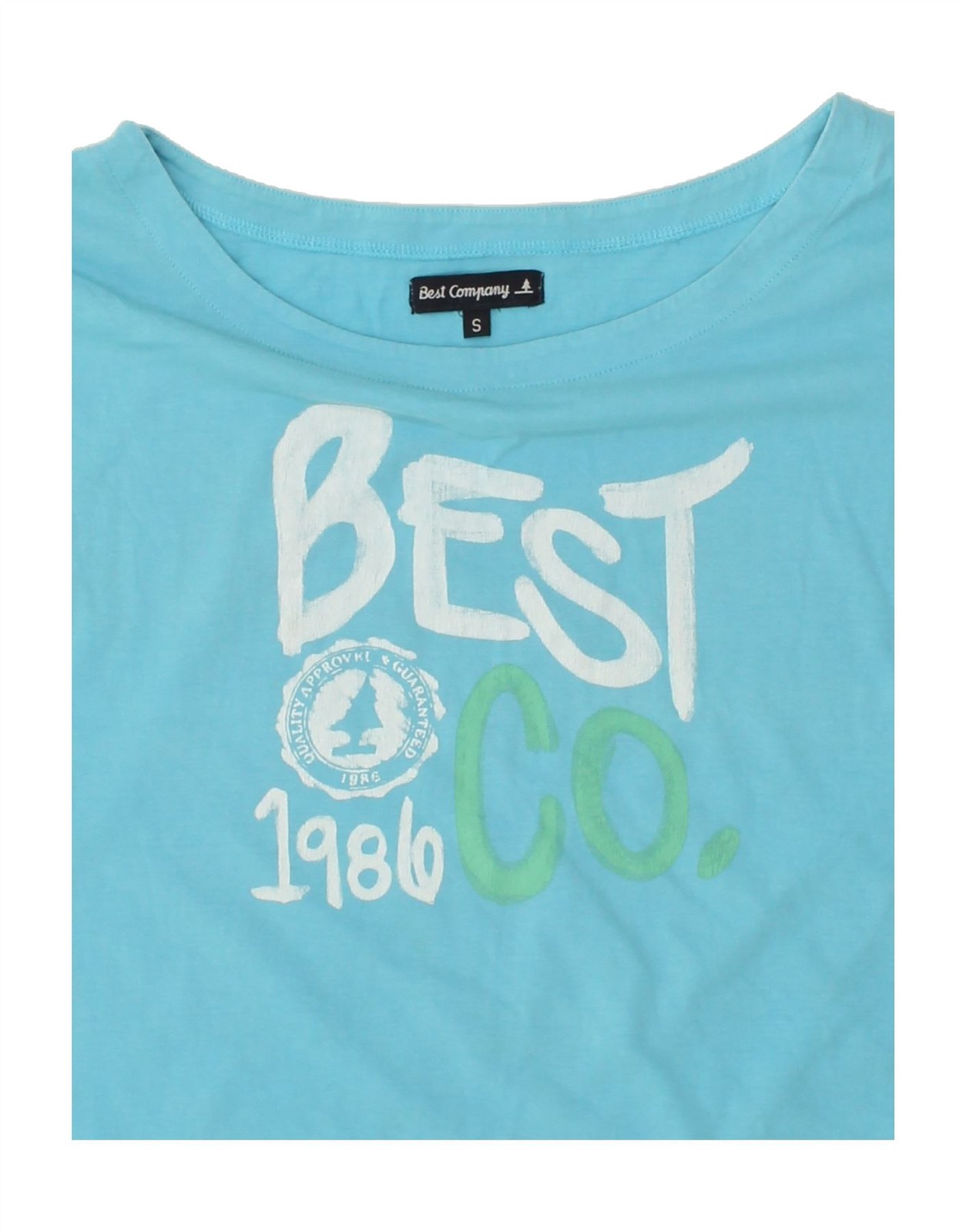 BEST COMPANY Womens Oversized Graphic T-Shirt Top UK 10 Small Blue Cotton AR05 image 3