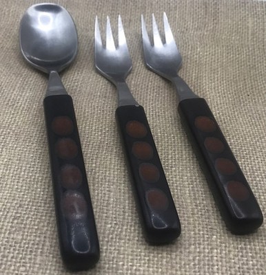 3 Denby Touchstone Garnet Utensils Large Spoon 2 Forks *Note