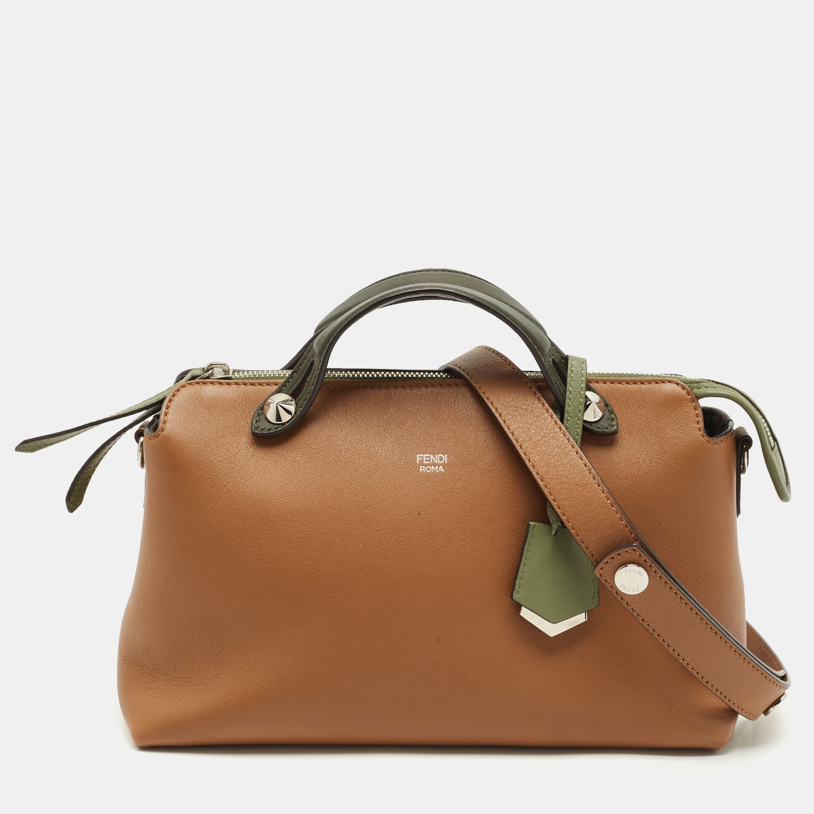 Fendi Small By The Way Bag in Brown and Green Leather