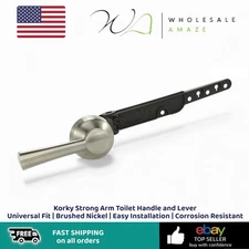 Korky Strong Arm Toilet Handle and Lever Universal Fit | Brushed Nickel | Easy