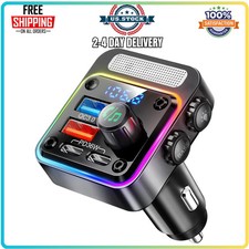 Nulaxy 54W Bluetooth 5.3 FM Transmitter Car Adapter with 4 Port Fast Charger