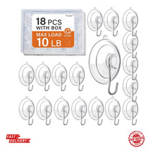 8 Pack Suction Cup Hooks 10LB Max Load 1.77" Reusable Hooks for Glass