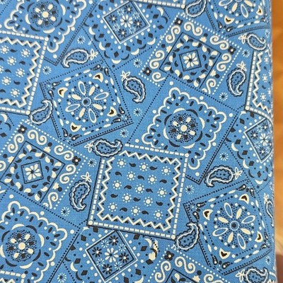 Blazin Bandana Blue paisley Cotton Fabric 45'' Wide bty - MDG