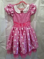 Disney Store Minnie Mouse Pink Polka Dot Costume Size 5/6 With Ears Girls