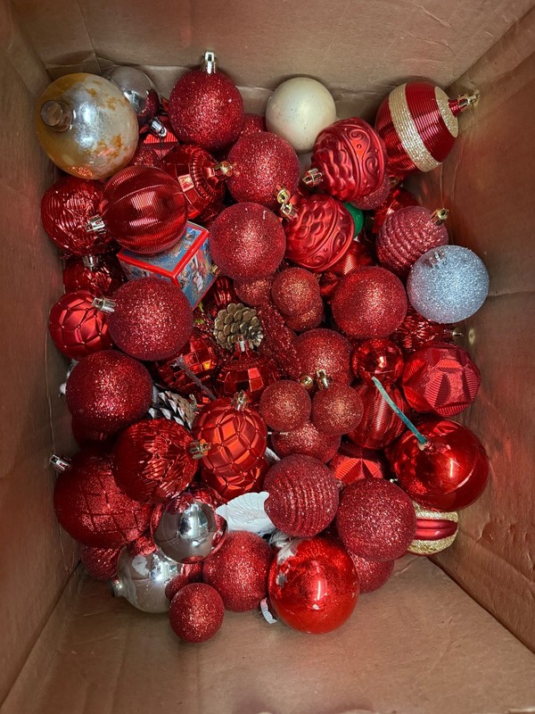 VTG Mixed Box Lot of 50+ Christmas Bulbs glass and plastic