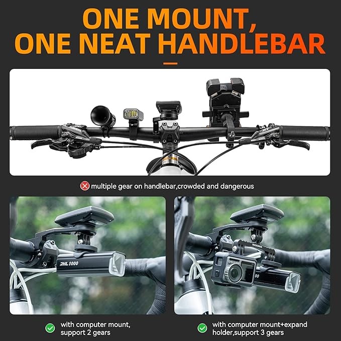 ROCKBROS Out Front Bike Mount Cycling Computer Mount for Garmin, Bryton, GoPro
