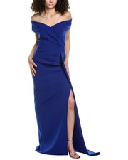 Teri Jon By Rickie Freeman Off-The-Shoulder Gown Women's Blue 0