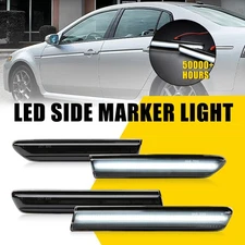 Front Rear White LED Smoke Fender Side Marker Lights For 2004 2005-2008 Acura TL