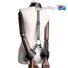 Nylon/PU Leather Handcuffs Neck Collar Wrist Straps Restraint Slave Harness