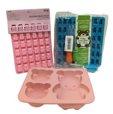 5 Piece Lot of NEW Silicone Gummy Bear Teddy Bear Molds Ice Cubes Candy