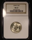 1946-D Washington Quarter - 25c NGC MS67 - High Grade Gem!