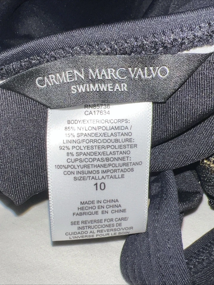Traje de baño Carmen Marc Volvo dorado con cremallera lateral de una pieza negro talla 10 nuevo Foto 3 de 4