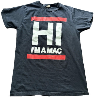 Vintage Apple Get a Mac Ad Promo T Shirt M   Hi I'm a Mac  Tech Black Bay Island