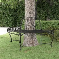 Baumbank Halbrund 160 Cm Stahl Schwarz Gartenbank Sitzbank