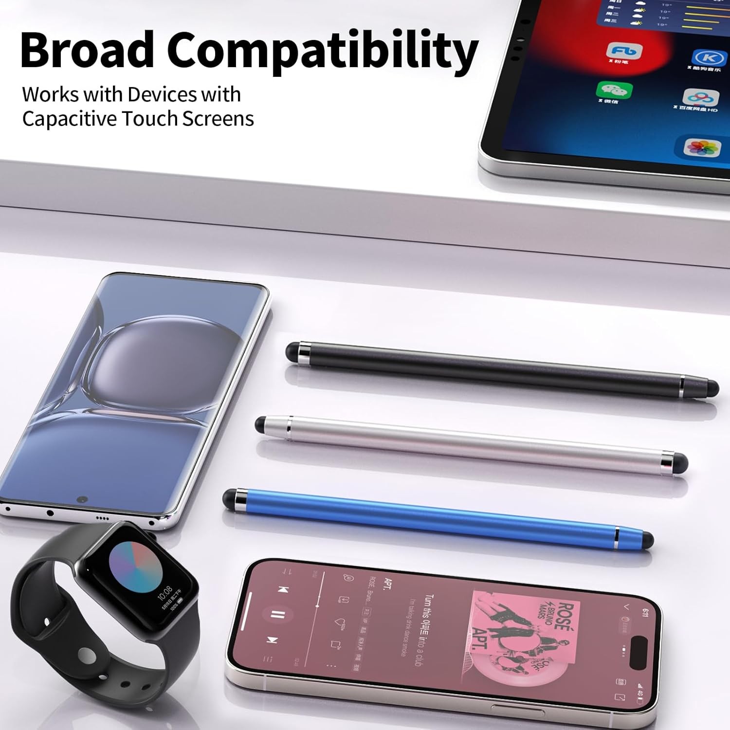 Stylus Pen for Touchscreen,2 in 1 High Precision and Silver/Blue/Black 