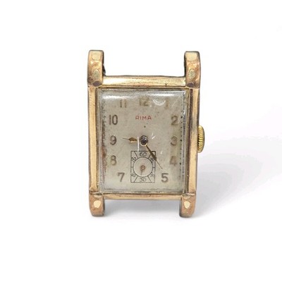 Vtg RIMA 17 Jewels Tank Style Wristwatch Swiss Movement 10k R.G.P. Bezel Works