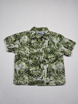 Vtg Miniwear Dinosaur Print Shirt Button Up Retro Boys Sz 18 Months