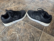 Coach SoHo Lace-Up Leather Signature Logo Coated Canvas Sneakers- Women  s 7B