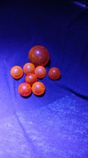 Lot of 8 Cadmium Glow Marbles with 1 inch Shooter