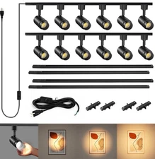 Plug in Track Lighting with Power Cord, 12-Light Zoomable LED Track Lighting ...