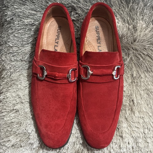 Vintage Supply Lab Asher Red Suede Horsebit Loafer SZ 10!