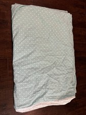 Pottery Barn Kids Twin Duvet Cover Aqua White Polka Dot Organic Cotton